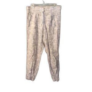 ATHLETA SIZE 6 CAMO CABO TIDE LINEN JOGGERS DRAWSTRING PULL ON PANTS